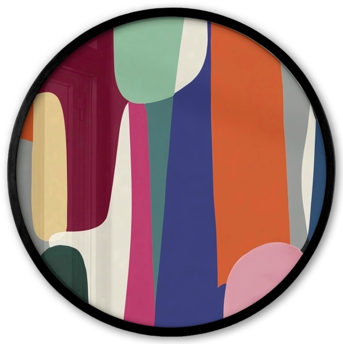 FrameYourWall Poster in lijst Rond - Fotolijst 40x40 cm - Posters - Vormen - Ritmisch - Kleuren - Abstract - Ronde posterlijst zwart - Decoratie - Wanddecoratie woonkamer - Muurdecoratie slaapkamer Vormen - Kleurrijk