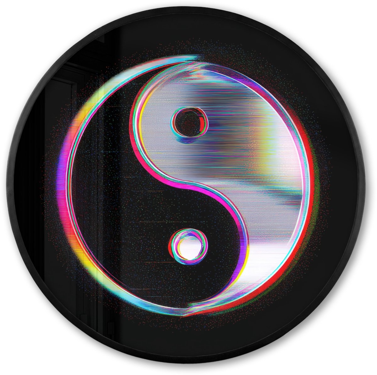 FrameYourWall Poster in lijst Rond - Fotolijst 60x60 cm - Posters - Yin-Yang - Cirkel - Regenboog - Ronde posterlijst zwart - Decoratie - Wanddecoratie woonkamer - Muurdecoratie slaapkamer Yin-Yang - Cirkel - Kleurrijk