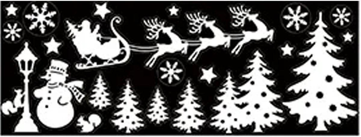 Anna's Collection Kerst raamstickers Bomen - vel van 34 x 28 cm - raamdecoratie - kerstversiering