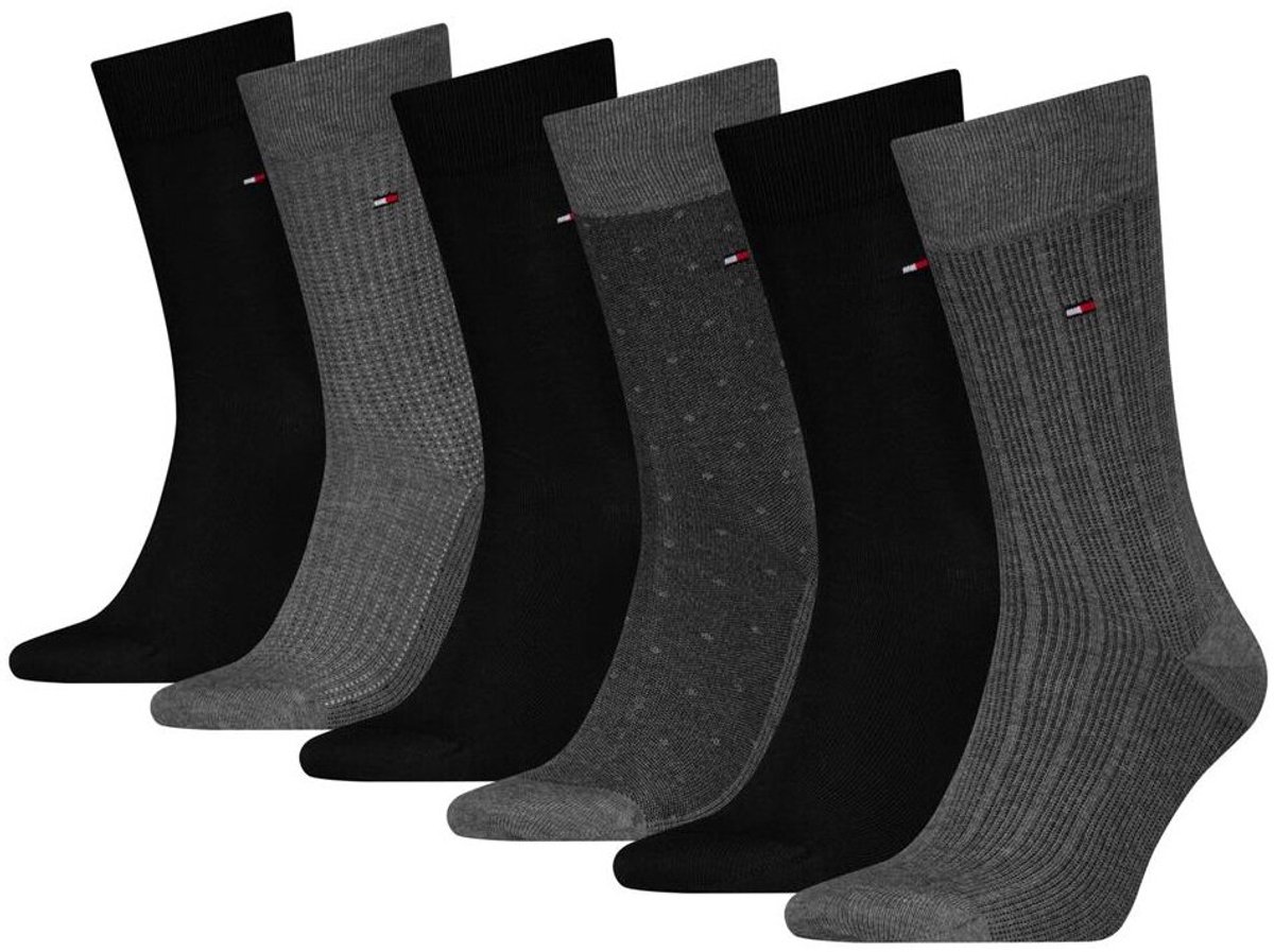 Tommy Hilfiger Herensokken Giftbox 6-Pack Dark Grey