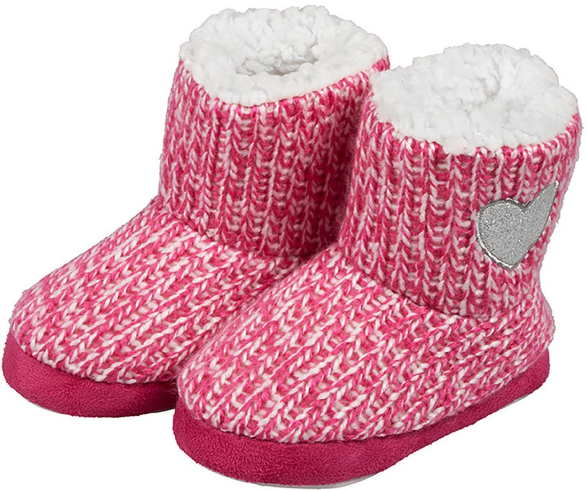 Apollo Peuter sloffen pantoffels met hart hoog model roze huissloffen