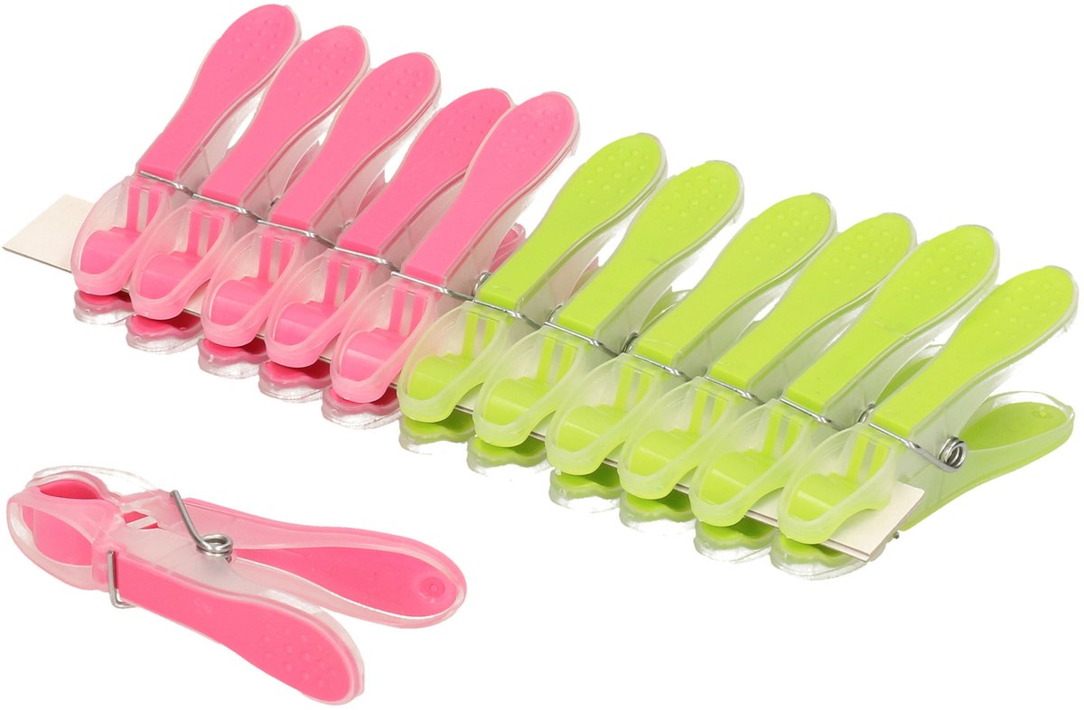 PlasticForte Wasknijpers -36x - groen/roze - kunststof /metaal - 8 cm - was ophangen