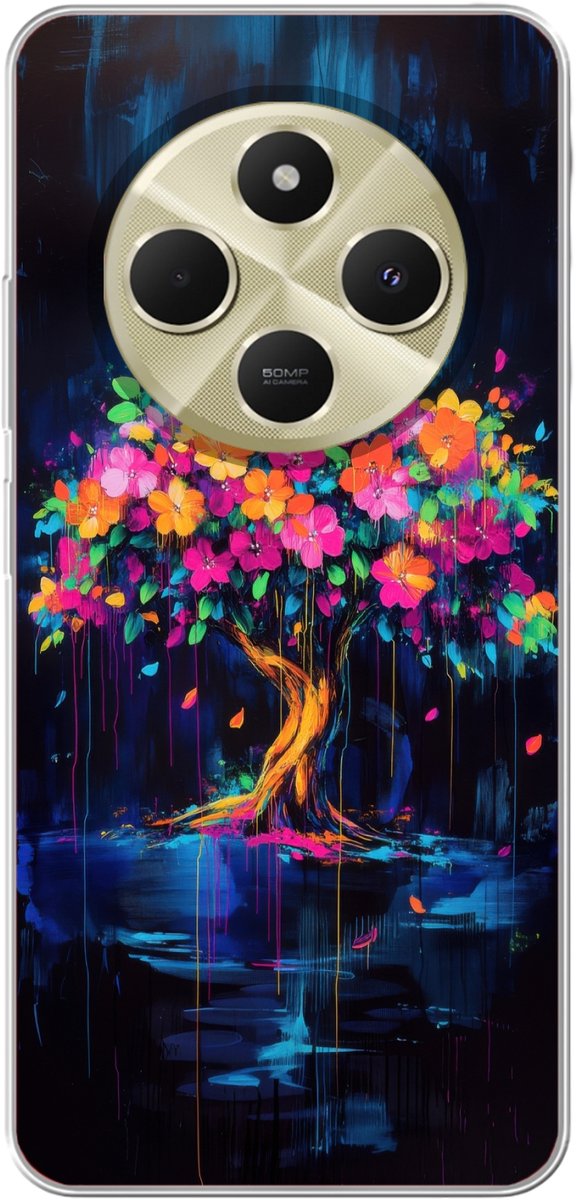 Telefoonhoesje Geschikt voor Xiaomi Geschikt voor Redmi 14C hoesje - Boom - Bloemen - Magisch - Gekleurde - Siliconen Telefoonhoesje Telefoonhoesje