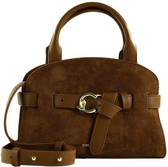 COCCINELLE Cuir sac à main sac à épaule bandoulière Sabine Suede Bi Handbag Cognac / Cognac brun
