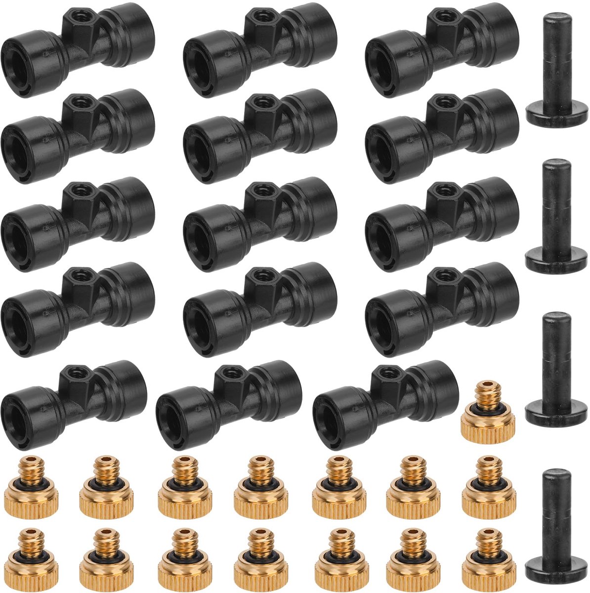 15 stuks messing nevelkoppen met 15 stuks nevelkoppen voor buitenkoelsysteem, nevelkoppen voor 1/4 inch slangen