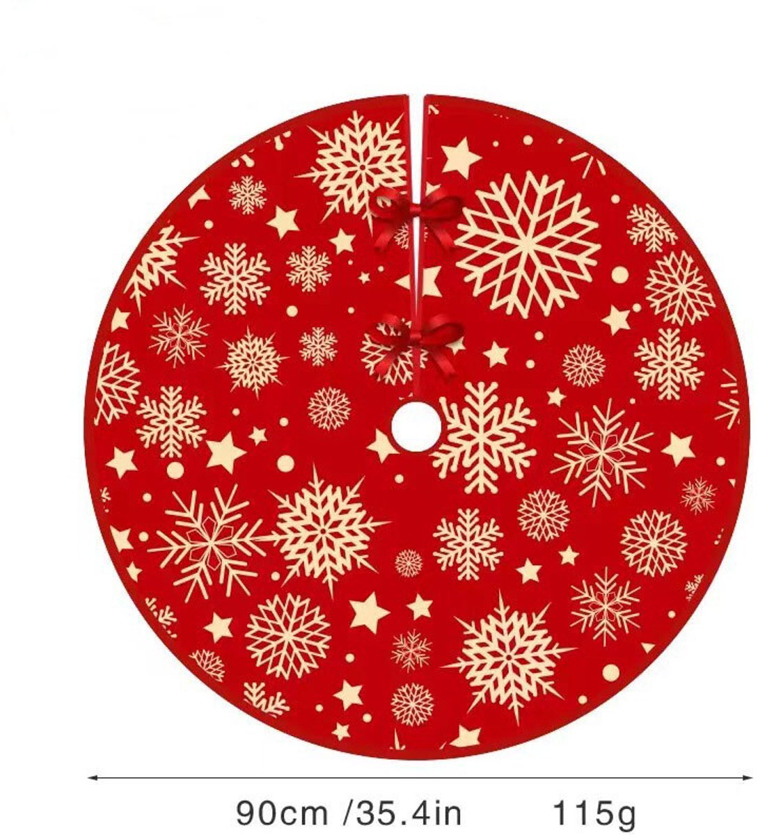 Kerstboomrok in rode en witte kleuren, perfect voor kerstdecoraties.