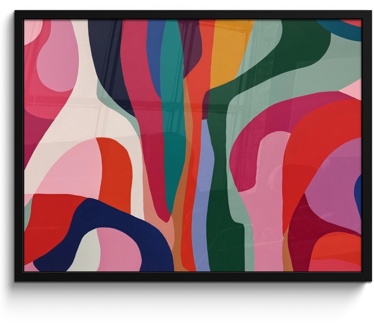 FrameYourWall Poster in lijst - Fotolijst 80x60 cm - Posters - Vormen - Bochten - Kleurrijk - Abstract - Posterlijst zwart - Decoratie - Wanddecoratie woonkamer - Muurdecoratie slaapkamer Abstract - Kleurrijk - Golven