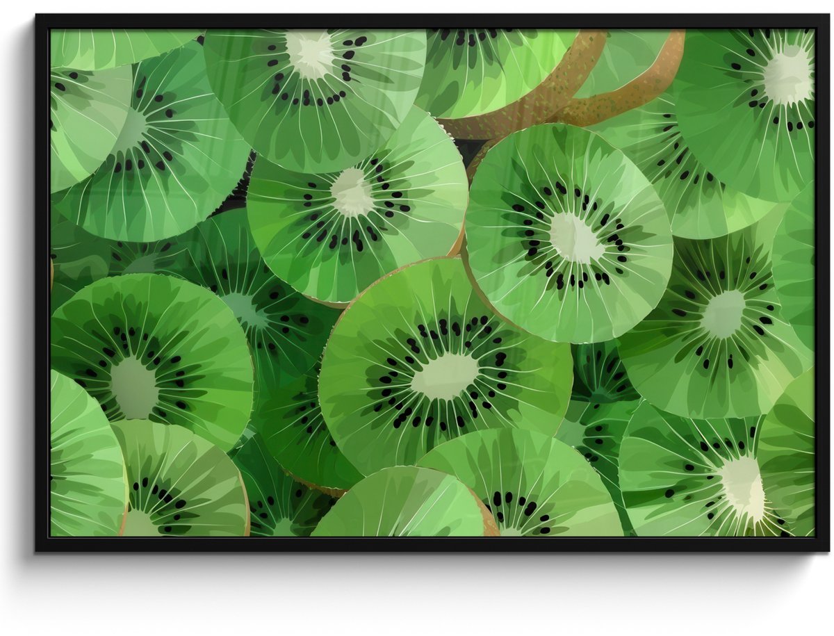 FrameYourWall Poster in lijst - Fotolijst 120x80 cm - Posters - Kiwi - Groen - Pitten - Posterlijst zwart - Decoratie - Wanddecoratie woonkamer - Muurdecoratie slaapkamer