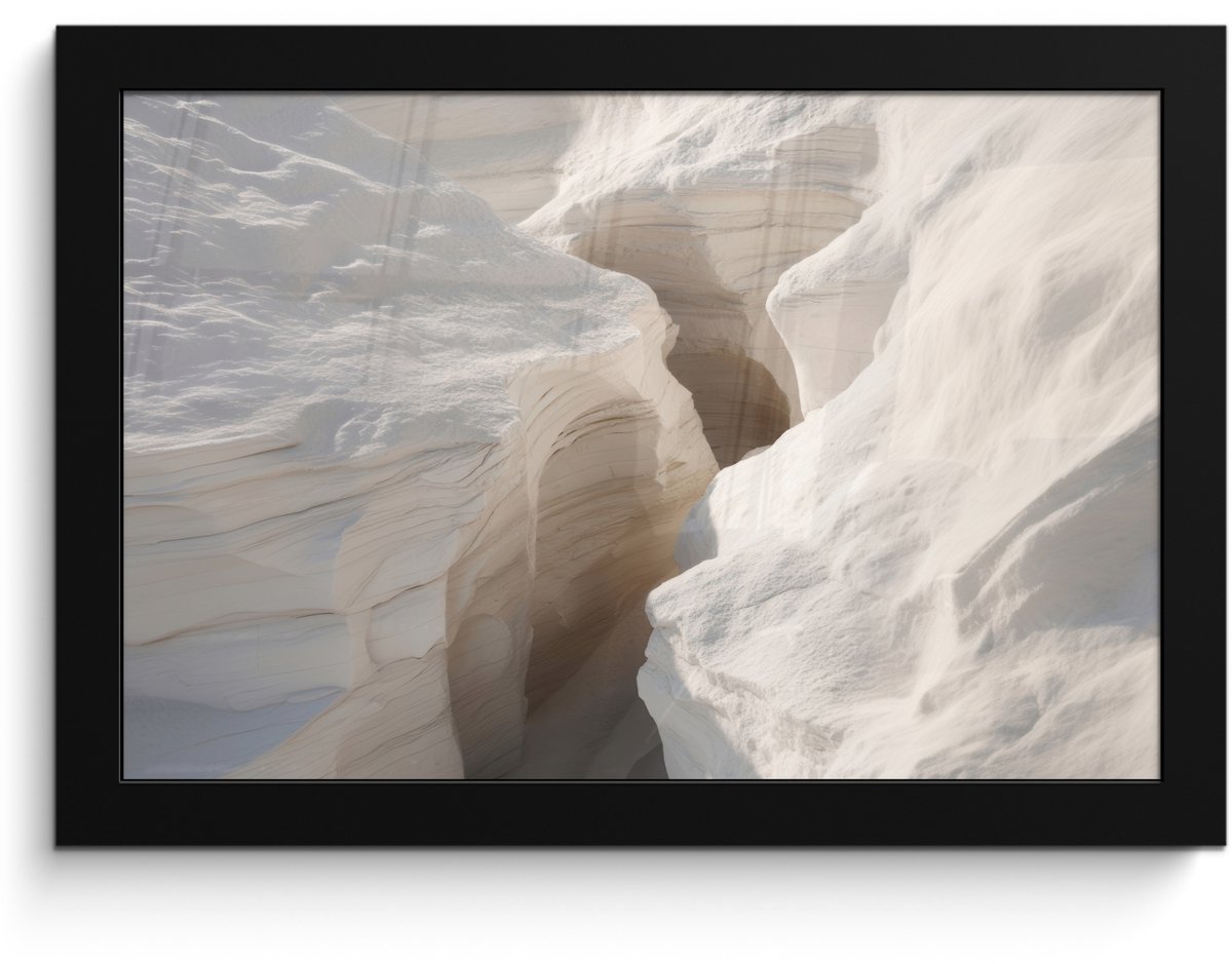 FrameYourWall Poster in lijst - Fotolijst 30x20 cm - Posters - Kloof - Wit - Sneeuw - Posterlijst zwart - Decoratie - Wanddecoratie woonkamer - Muurdecoratie slaapkamer