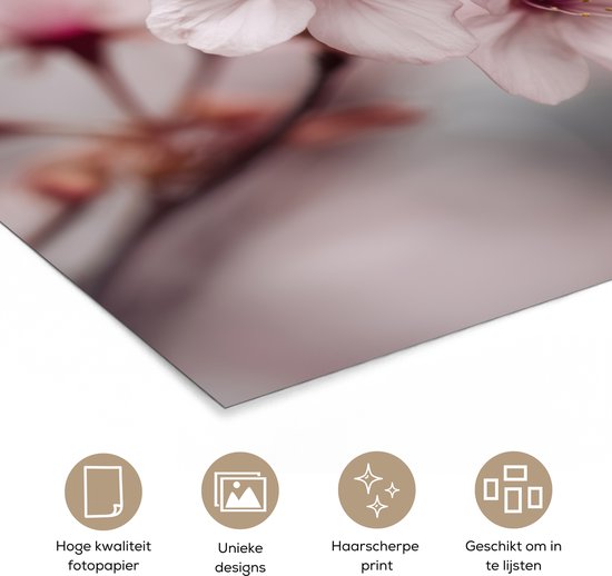 Poster 60x80 cm - Bloesems - Meeldraden - Geel - Wazig - Posters - Kamer decoratie - Wanddecoratie woonkamer - Muurdecoratie slaapkamer