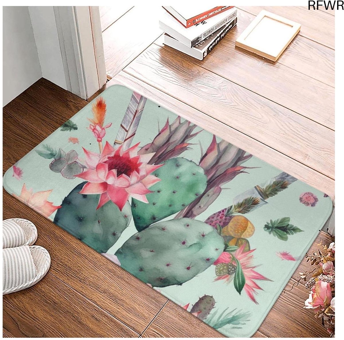 RFWR Chique Deurmat 40 x 60 cm met Exotisch Cactus Patroon voor Binnen en Buiten Deurmat 1028