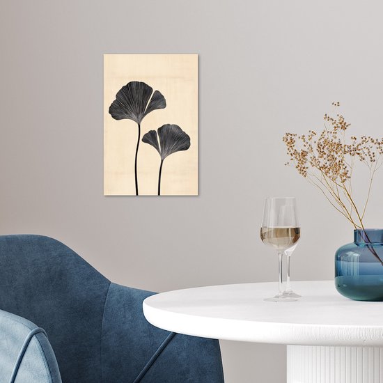 Affiche 20x30 cm - Feuilles - Minimaliste - Zwart - Posters - Décoration chambre - Décoration murale salon - Décoration murale chambre