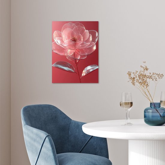 Poster 30x40 cm - Sierlijk - Bloem - Roze - Glazen - Posters - Kamer decoratie - Wanddecoratie woonkamer - Muurdecoratie slaapkamer