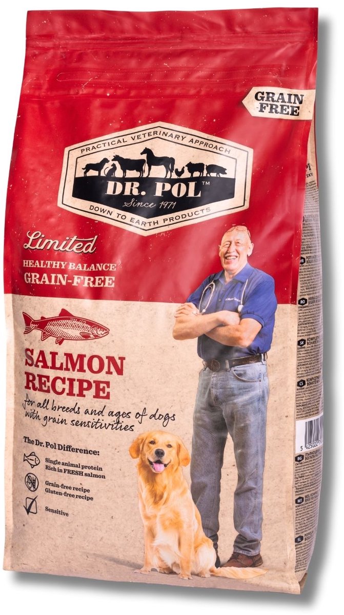 Dr. Pol Hondenvoer Graanvrij - Zalm - Bevat prebiotica - Hondenbrokken - 10 kg