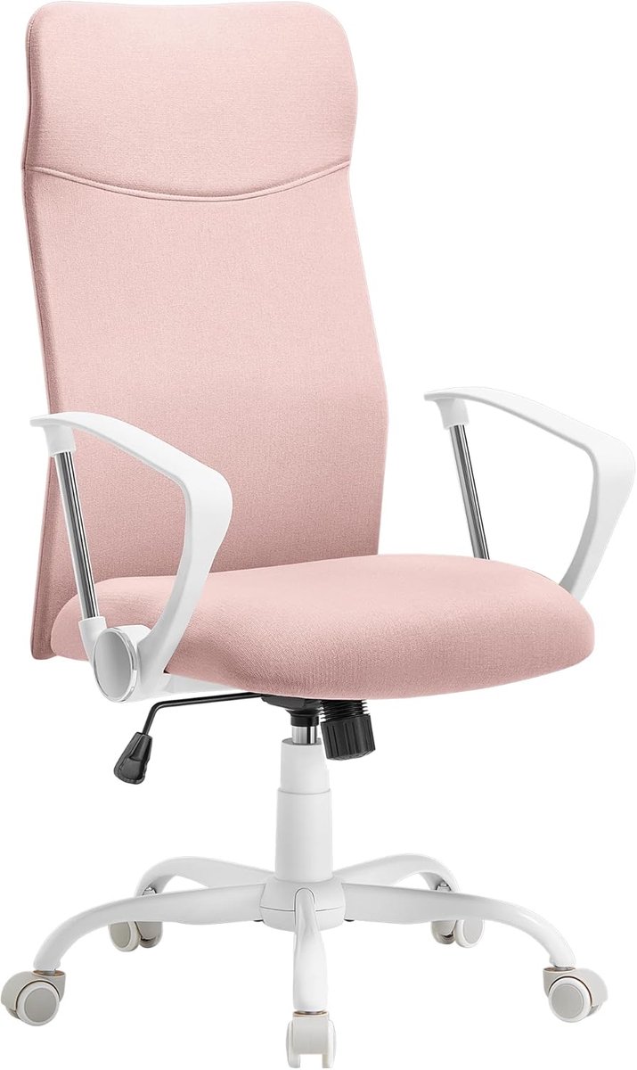 FurnStar Bureaustoel – Ergonomische Draaistoel met Gevoerde Zitting – In Hoogte Verstelbaar & Kantelbaar – Belastbaar tot 120 kg – Grijs