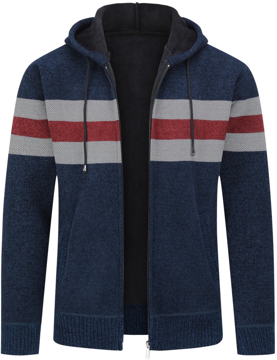 ALLTHEMEN Heren Capuchon Cardigan - Gestreepte Rits - XL