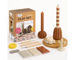 Joya Creative Boetseerklei Volwassenen Set - 13pcs - Home Deco Pakket Volwassenen - Luchthardende Klei in Natuurtinten - Boetseerklei Gereedschap -…