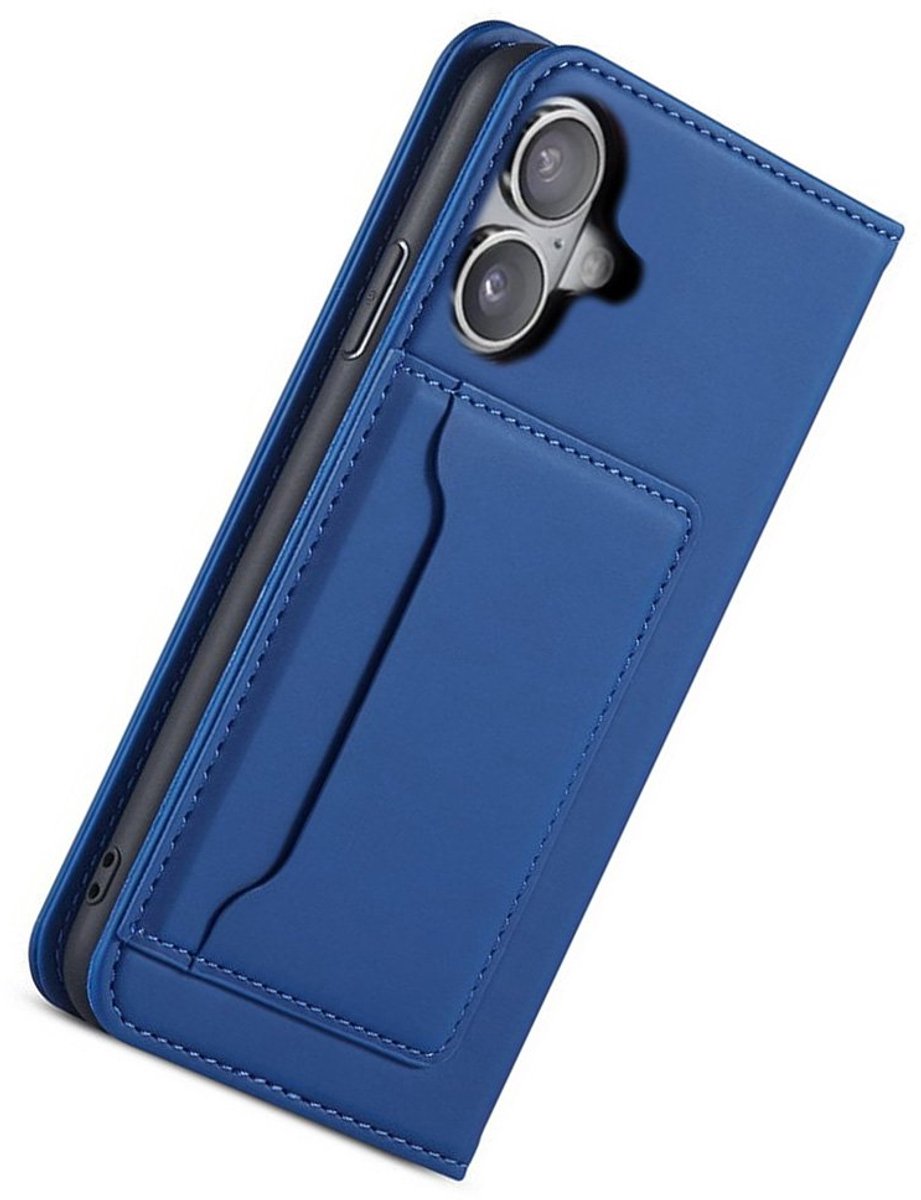 Mobiq - Magnetic Fashion Wallet Case geschikt voor iPhone 17 - blauw