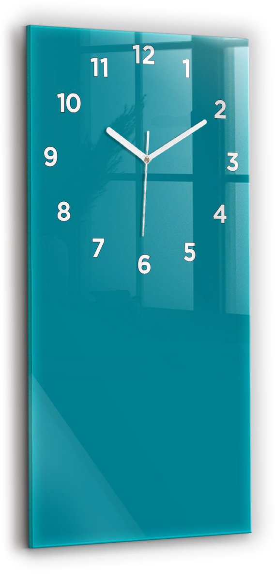 Wallfluent Wandklok - Maritiem Rechthoekige Glas Klok - 30 cm x 60 cm - Maritiem Wandklok - Witte Handen - Wandklok Met Cijfers - Kinder Wandklok Glas - Rechthoekige Glazen Wandklok - Scandinavisch Wandklok - Glazen Klok Rechthoekige