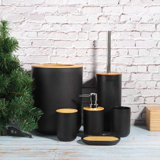 TALARA - 6-delige badkamer hardware set - Zwart - Aluminium - Beliani