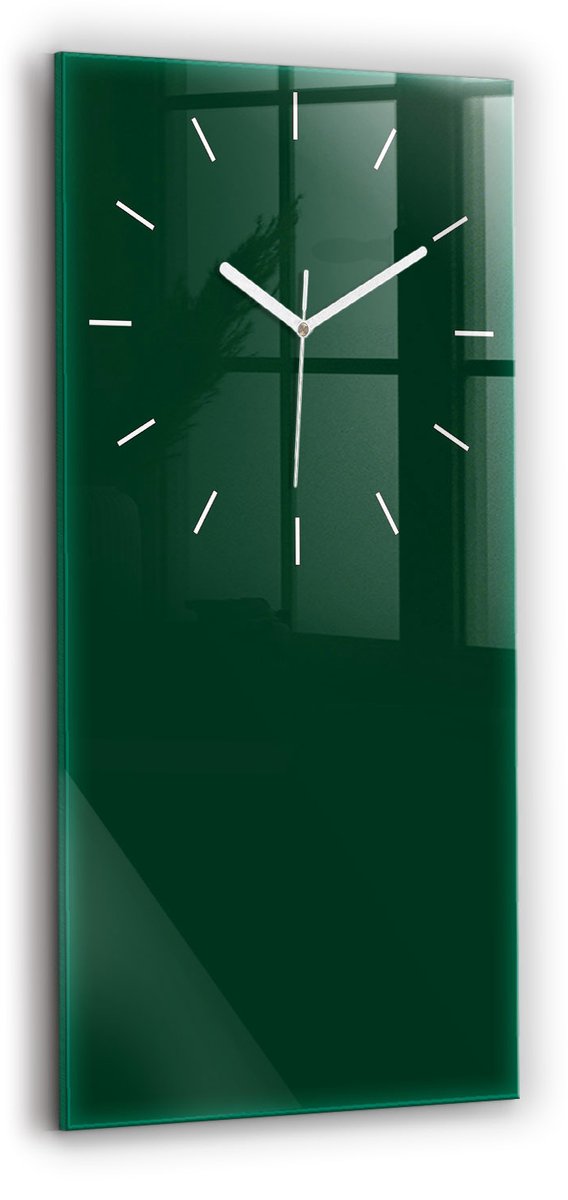 Wallfluent Wandklok - Groente Rechthoekige Glas Klok - 30 cm x 60 cm - Groente Wandklok - Witte Handen - Wandklok Zonder Cijfers - Wandklok voor in de Keuken - Rechthoekige Glazen Wandklok - Scandinavisch Wandklok - Glazen Klok Rechthoekige