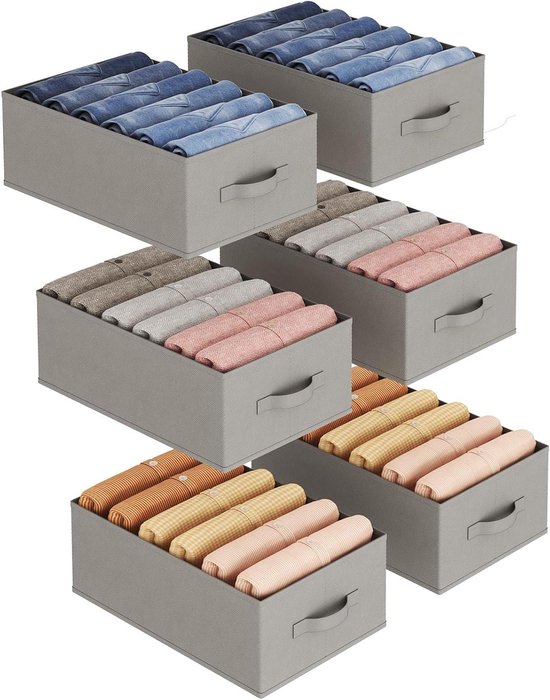 TYEERS Opvouwbare Opbergdoos met Deksel, Stof, Afwasbaar, Opbergbak met Deksel, 38x25x25 cm, Set van 2, Aqua Deep
