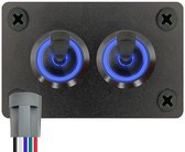 Interrupteur à bascule métallique ProRide 12-24 V OFF-ON - Double panneau encastré - 16 mm - Indication LED Blauw