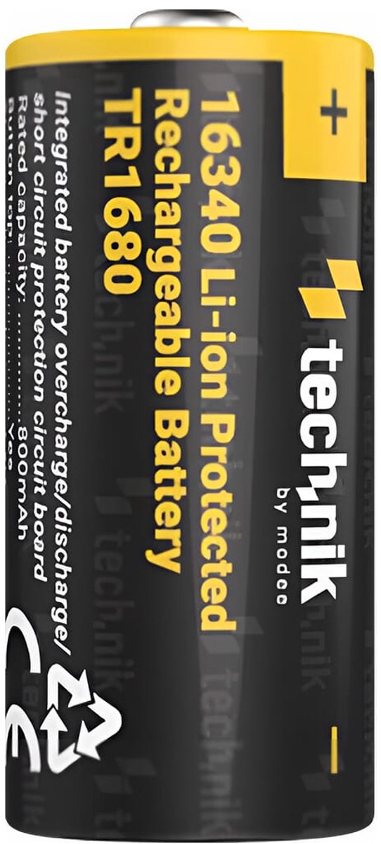 Technik Oplaadbare Lithium Batterij - Li-ion - 16340 / RCR123 / TR1680 - 800mAh - 3.7V