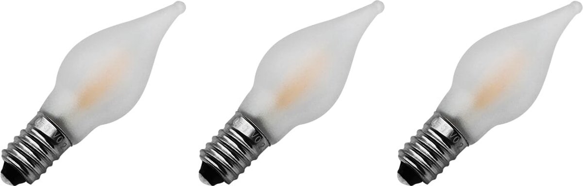Reserve Kerstlampjes E10 LED Filament - 3 stuks - 10-55V - 0.2W - Warm Wit Licht - 2200K - Mat - Klassiek model