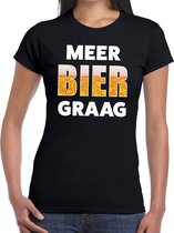 Meer BIER graag tekst t-shirt zwart dames - feest shirt Meer bier graagvoor dames XS
