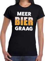 Meer BIER graag tekst t-shirt zwart dames XS