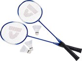 Donnay badmintonset blauw met rackets shuttles en opbergtas 67 cm - voordelige badminton set