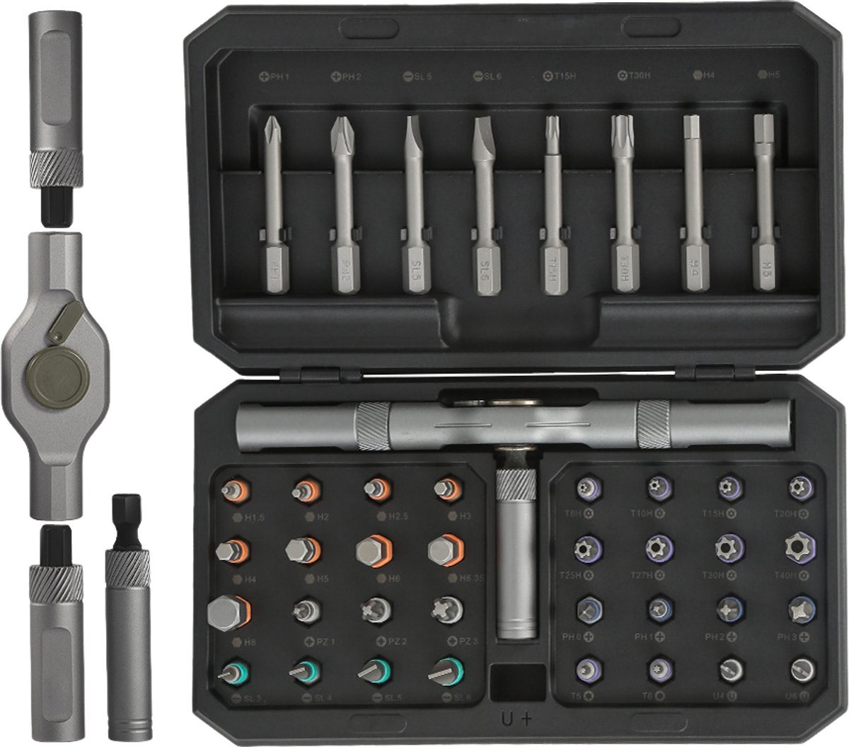 Dopsleutelset - Precise Klikdopsleutelset, 42-in-1 Magnetische Schroevendraaierset, Geschikt voor Meubels, Fietsen en Laptops