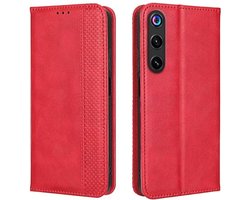EASSGU Hoes voor mobiele telefoon voor smartphone, compatibel met RedMagic 10 Air (6,8 inch) flip folio, PU-leren magneetschakelaar, beschermhoes, 3 kaartvakken, 1 portefeuille, standaard, rood