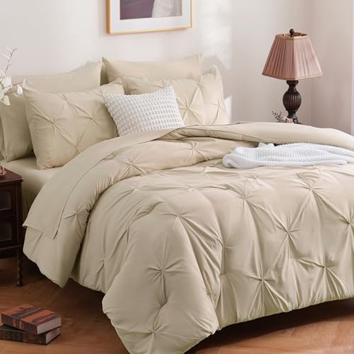 Beige dekbedset - 7-delig vouwbed in complete tas voor alle seizoenen