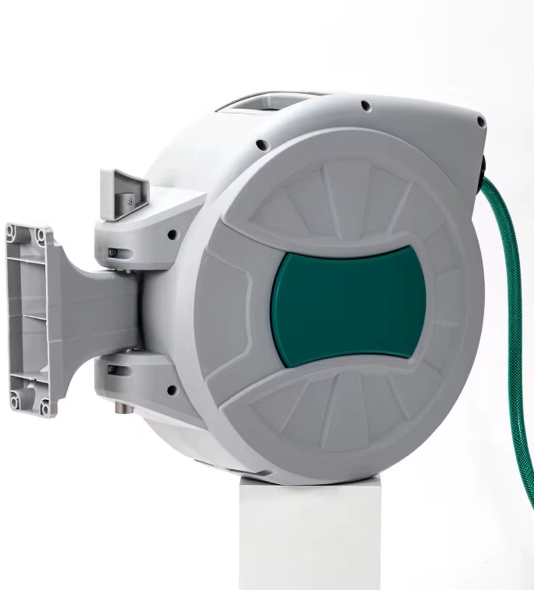 Automatische slanghaspel - incl. 30m tuinslang, spuitstuk en koppelingen- Slanghaspel automatisch - 180° Draaibare muurhaspel - Wandslangenbox met tuinslang - Gardena – foto 2