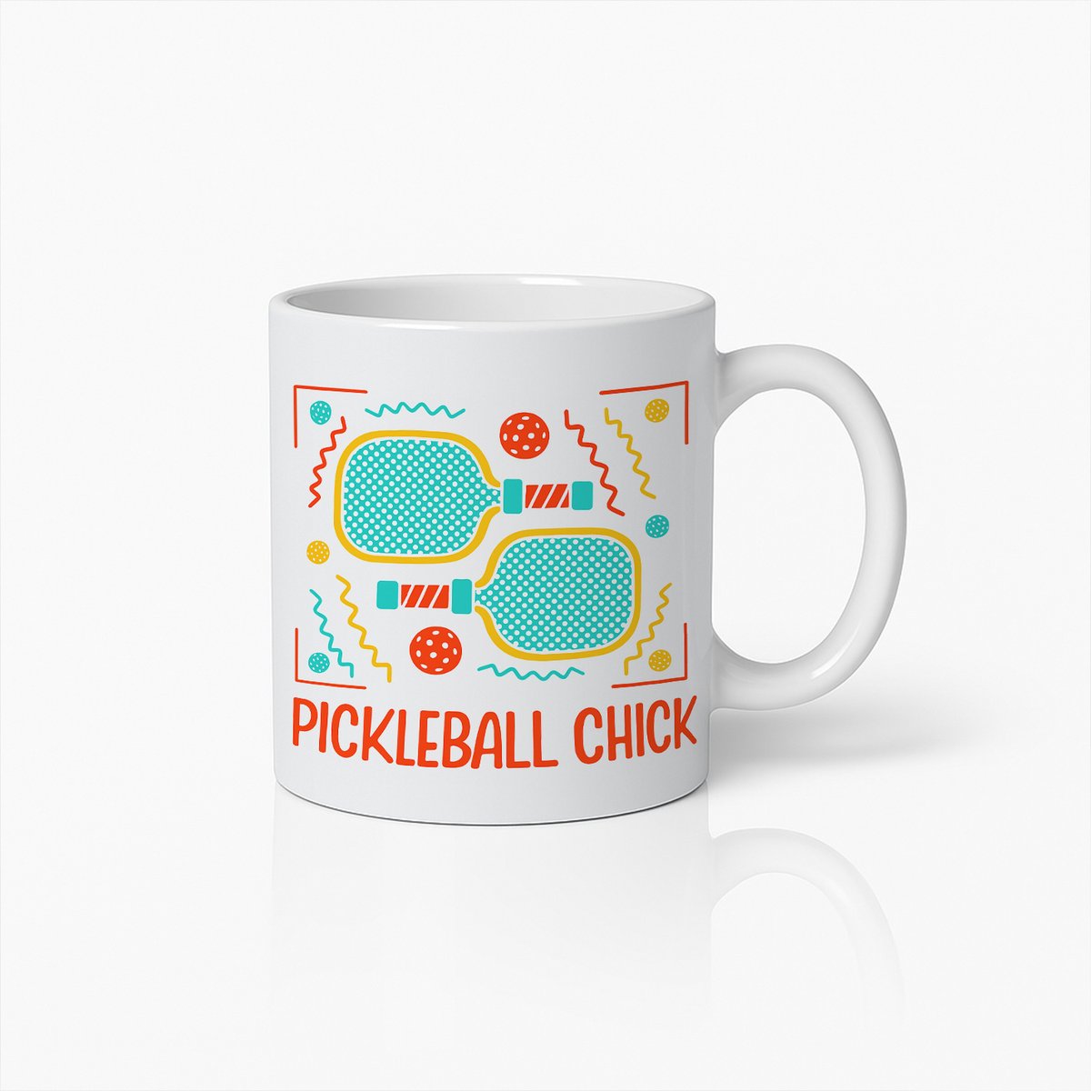 Witte Mok 330ml – “Pickleball Chick” Kleurrijke Peddel & Bal Sportliefhebber Koffiebeker