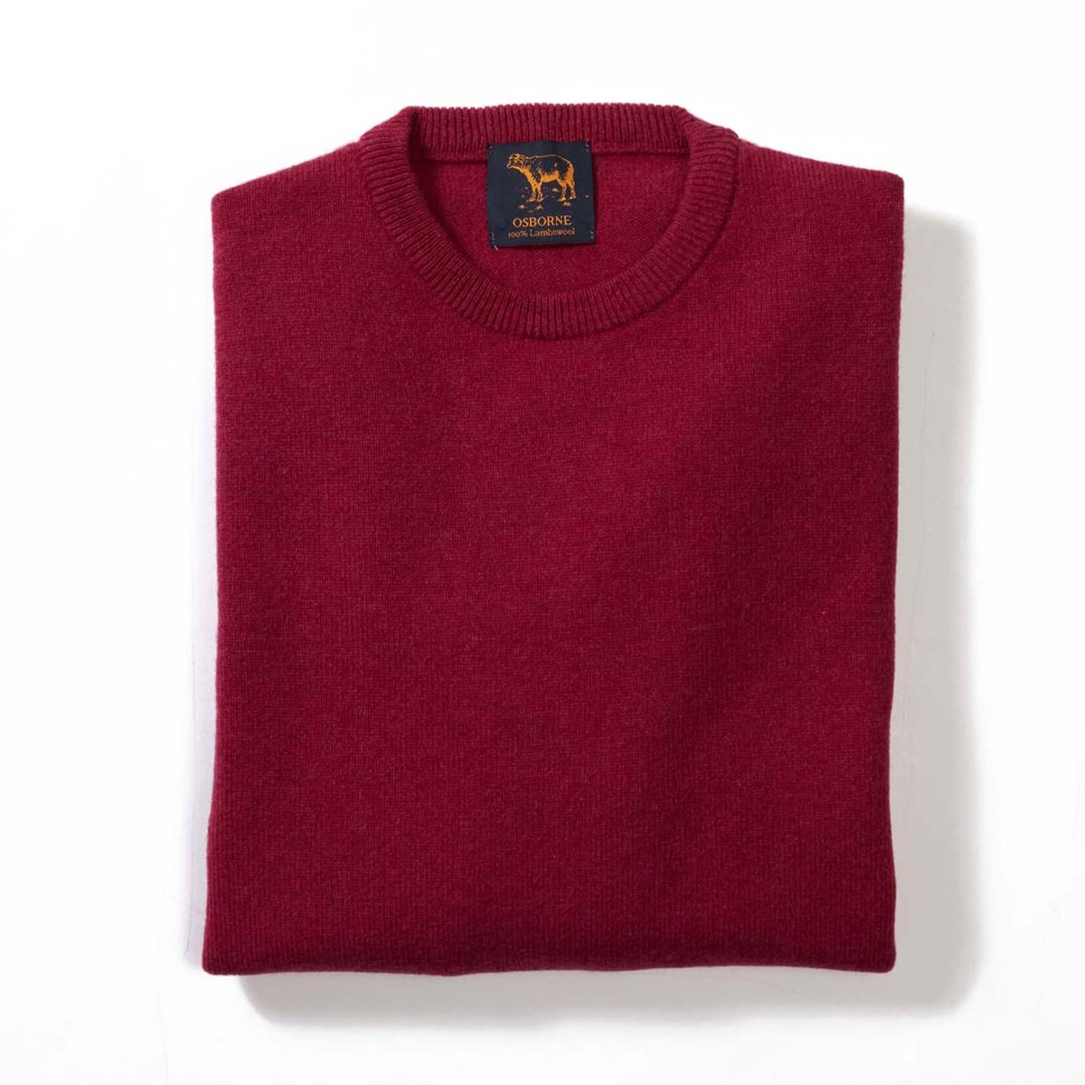 Osborne Knitwear Trui met ronde hals - Sweater heren in Lamswol - Pullover Heren - Rhubarb - L