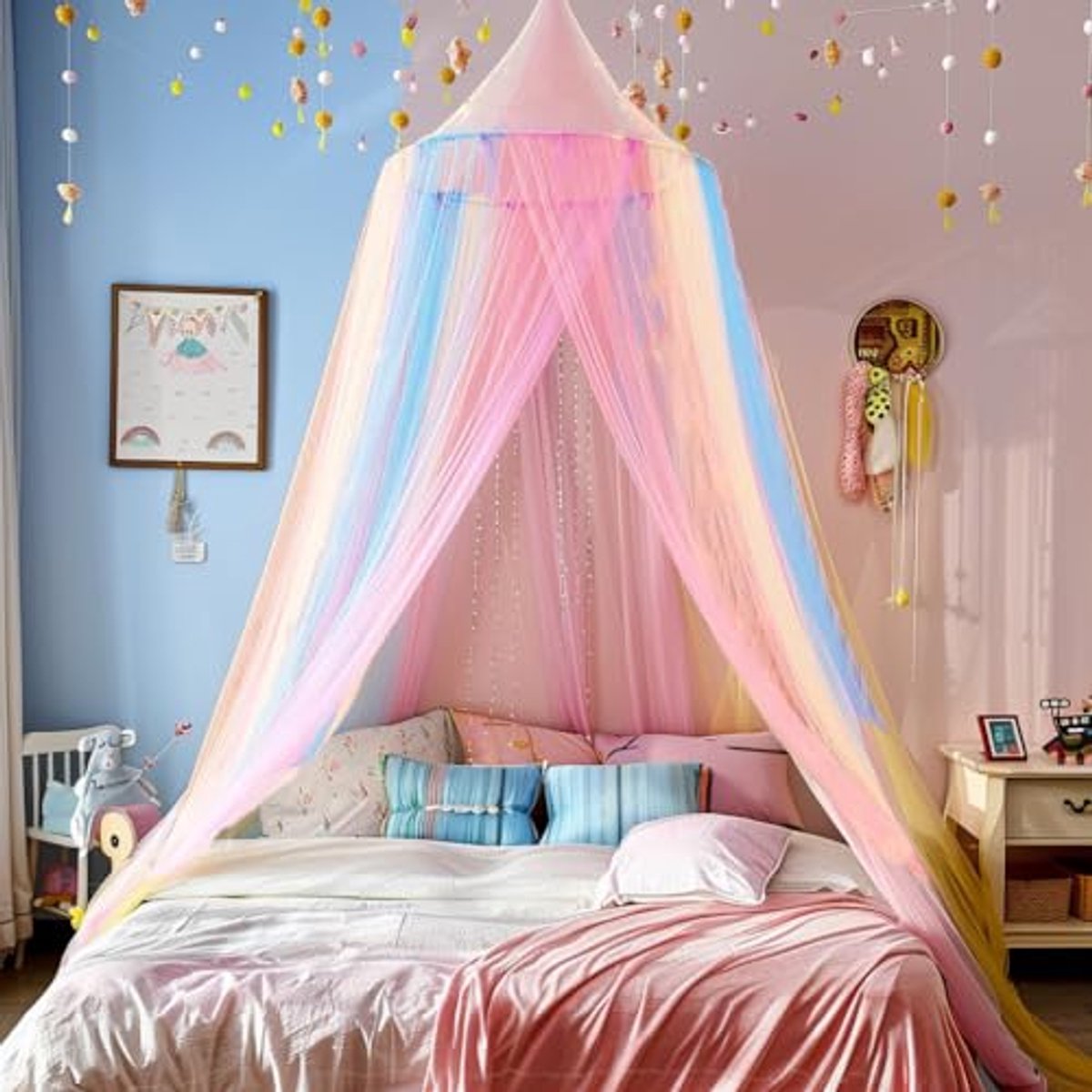 Klamboe Bed Luifel voor Meisjes | Een Prachtige Regenboog Decoratie voor Veilig en Vredig Slapen