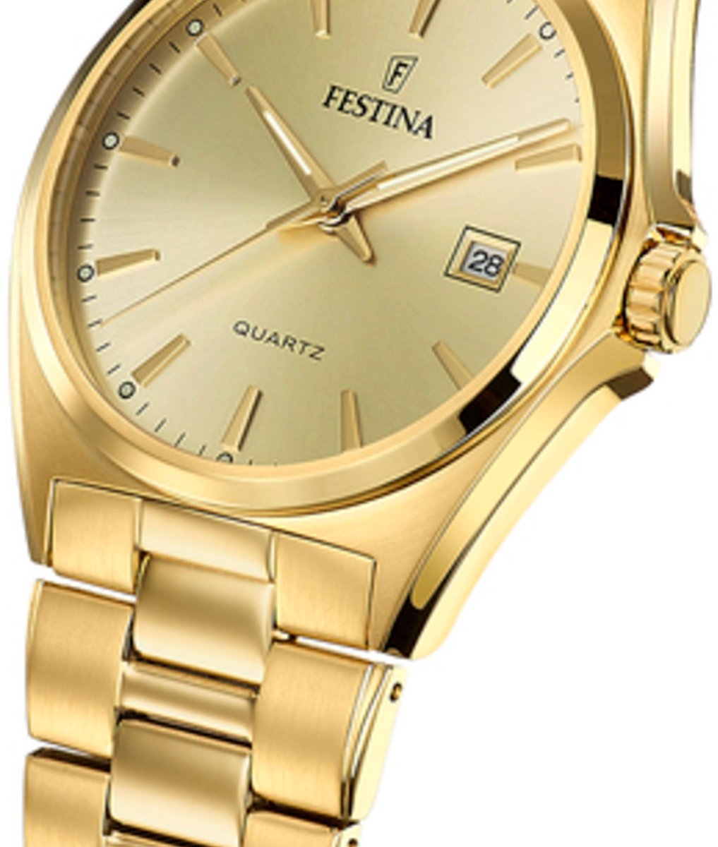Festina Classic Horloge - Festina heren horloge - Goud - diameter 40 mm - goud gecoat roestvrij staal