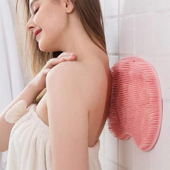 Douchemat - badmat antislip - Voetreinigingspad, rugscrubpad, exfoliërende badscrubpad, antislip zuignap voor aan de muur - Geschikt voor mannen en vrouwen (grijs)