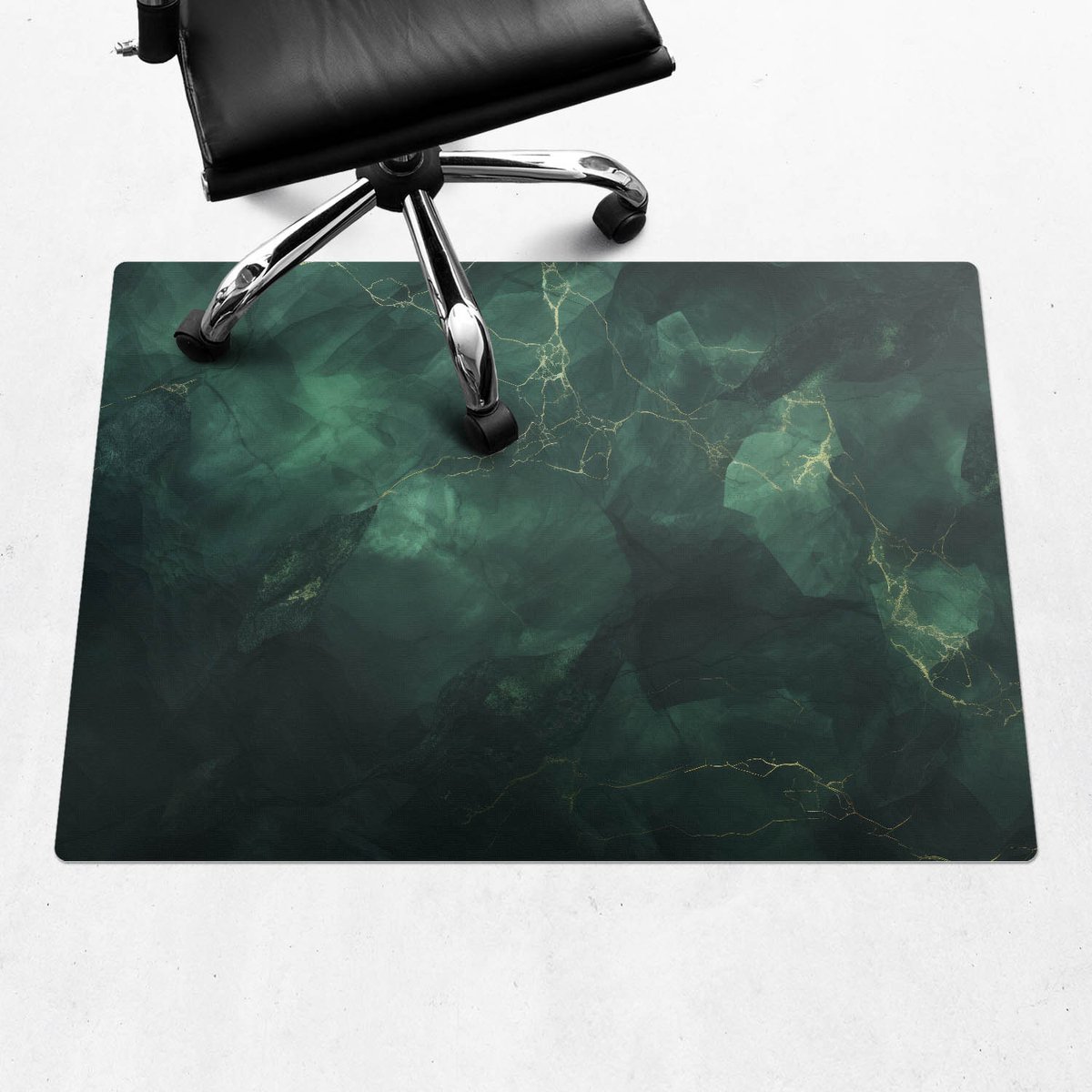 Wallfluent - Vloerbeschermer Marmeren Abstractie - 100x70 cm - Groente Bureaustoel Vloerbeschermer - Rechthoekig - PVC Vloerbeschermer-Stoel Mat-Kantoordecoraties - Organisch marmerpatroon