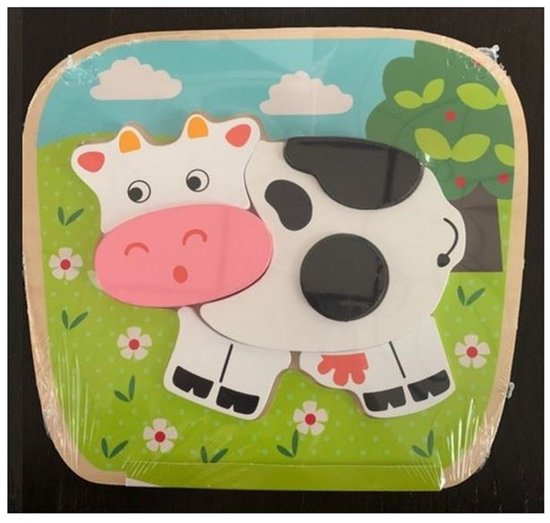 Houten Vormenpuzzel Koe - Simply for Kids - My First Puzzel - Vanaf 1 jaar van Simply for kids — afbeelding 2