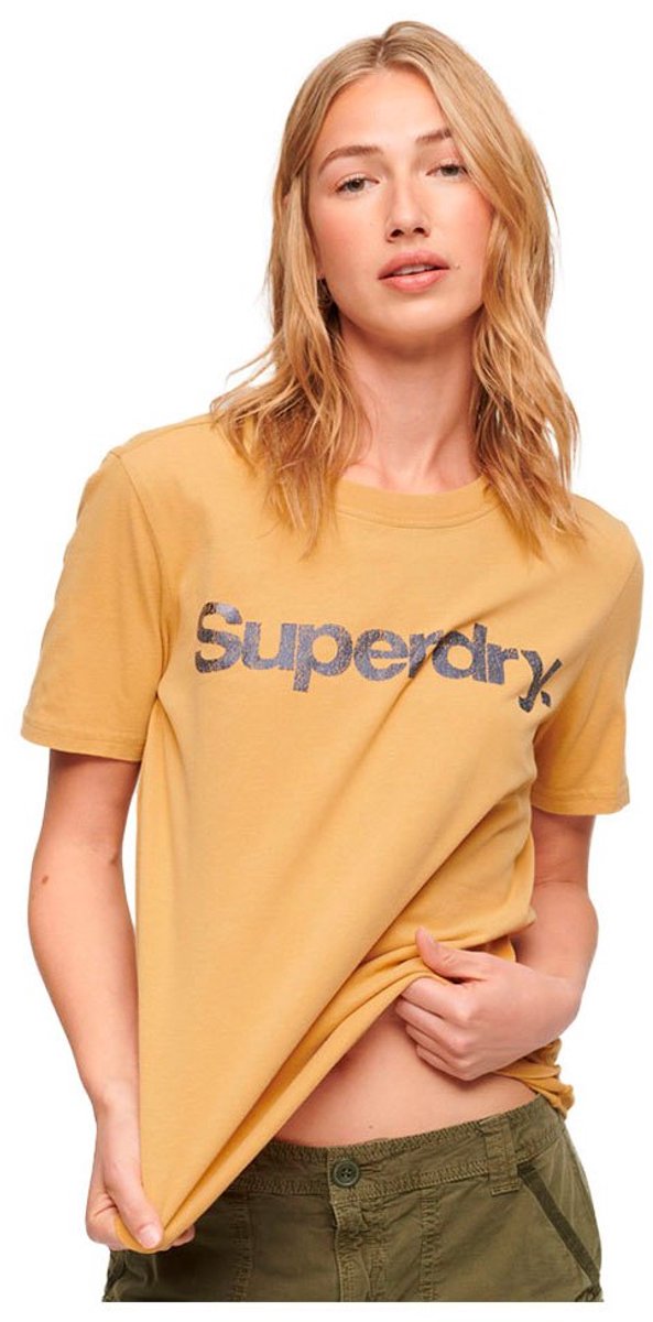Superdry Metallic Core Logo T-shirt Dames T-shirts Goud