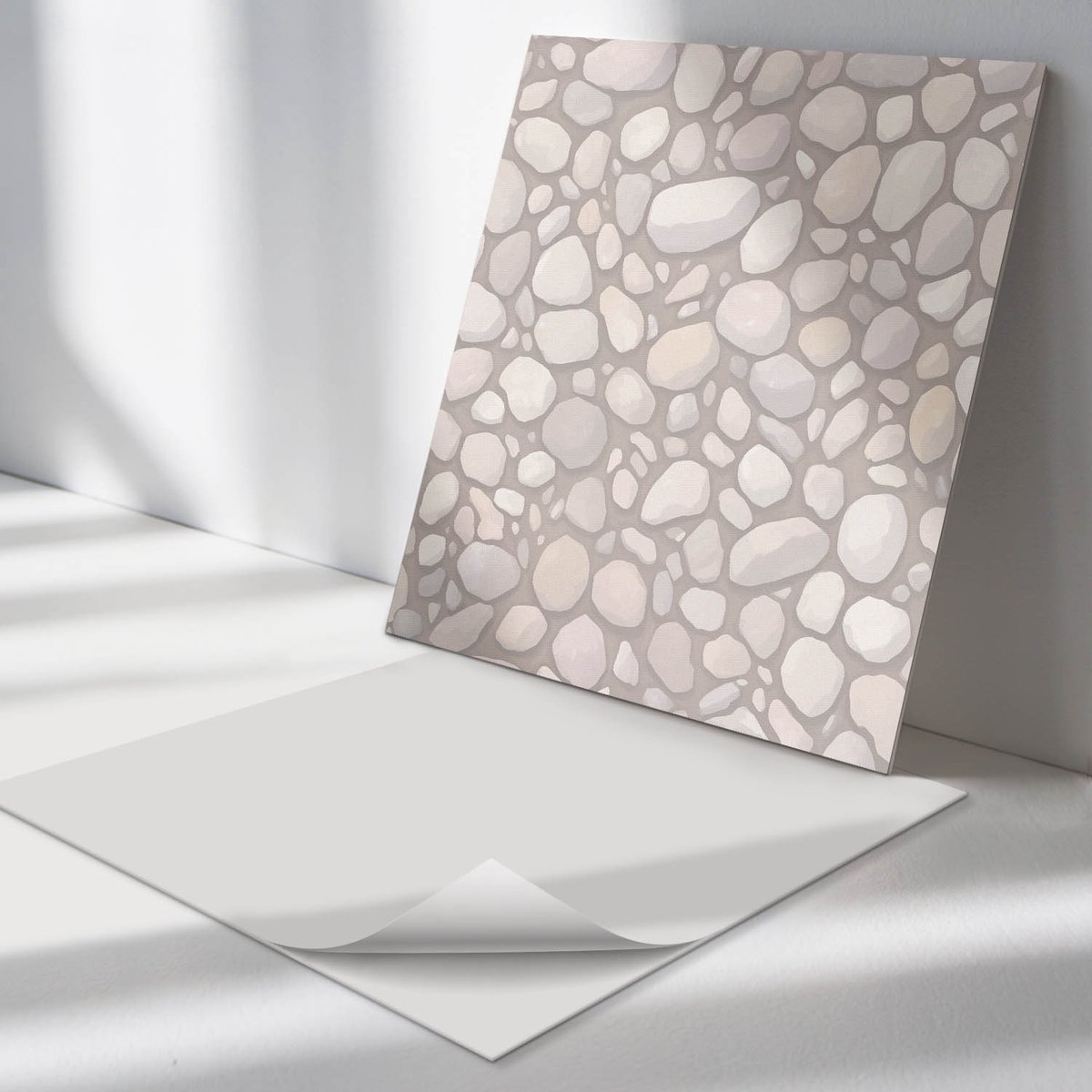 Wallfluent Vinyl Tegels - Natuursteenpatroon Zelfklevende Vinyltegels - 30 cm x 30 cm - Beige Vinyl Tegels - 9 stuks - Vierkant PVC Tegels - Texturen Plaktegels - Vloer Tegels PVC - Plaktegels Keuken en Badkamer