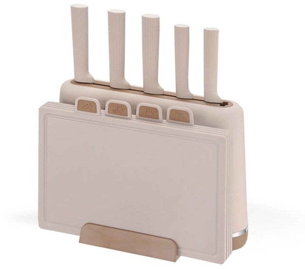 Maestro MR-1412-BEIGE Knife set with block + Cutting board set Beige