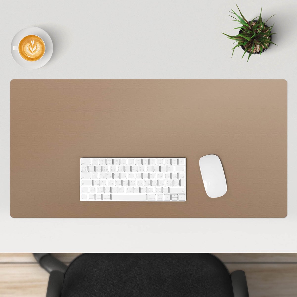 Wallfluent - Geroosterde walnoot Bureau Onderlegger - 90x45 cm - Lichtbruin Bureau Onderlegger Groot - Pastel- en aardse kleuren Onderlegger Bureau - Computer Mat - Kantoor Accessoires - Bureauonderlegger XXL