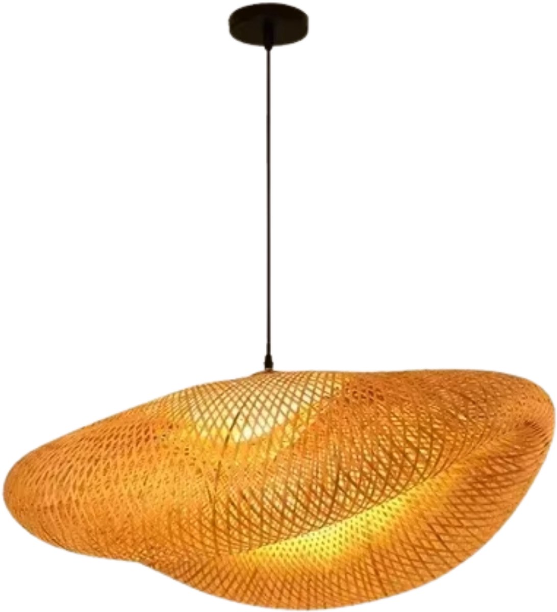 Lichtendirect – XL Bamboe plafondlamp- 60 CM- Bamboe hanglamp – Rotan lamp – Plafonnière – Slaapkamer lamp & woonkamer lamp