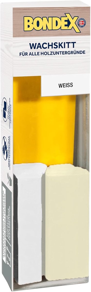 Bondex Wax Putty Wit 7 g Blok | Repareert scheuren, krassen of gaten | Eenvoudige en schone verwerking en toepassing | Overschilderbaar na droging | Inclusief kunststof spatel | Houtpasta | Houtvulling