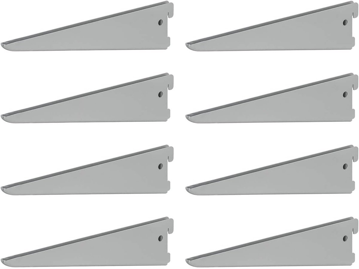 8 x siwitec U-dragers 220 x 50 mm in aluminium wit, plankdragers voor een tweerijig plankrailsysteem